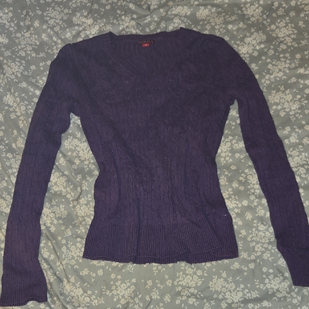 Purple V-Neck Sweater